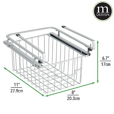 mDesign 8" x 11" x 6.7" Metal Wire Sliding Under Shelf Kitchen Storage Basket
