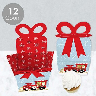 Big Dot Of Happiness Christmas Train - Square Favor Gift Boxes Holiday Party Bow Boxes 12 Ct