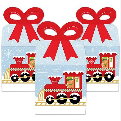 Big Dot Of Happiness Christmas Train - Square Favor Gift Boxes Holiday Party Bow Boxes 12 Ct