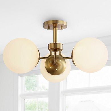 Marcel Bistro Bohemian Farmhouse Ironfrosted Glass LED Semi Flush Mount