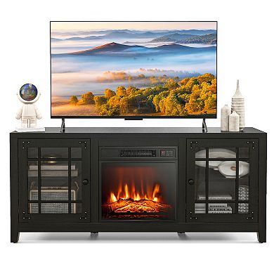 Tv Stand Fireplace With Adjustable Shelves For Tvs Up To 65 Inch