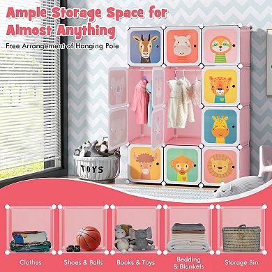 12 Cube Kids Wardrobe Closet With Hanging Section And Doors