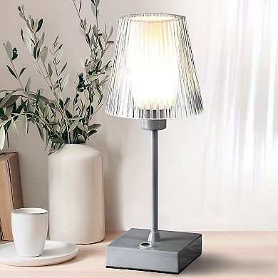Oscar Modern Industrial Rechargeablecordless Iron/acrylic Integrated Led Table Lamp With Ribbed S
