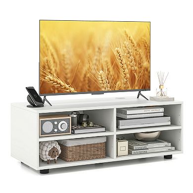 TV Console Table with Adjustable Shelves and Cable Management Hole for TV Up to 40"