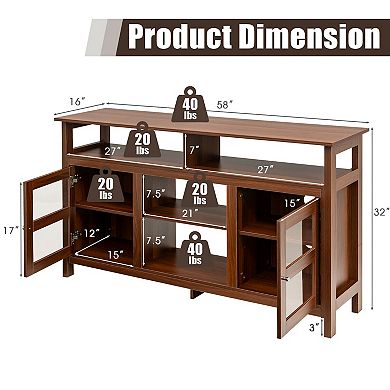 Tv Stand Entertainment Console Center With 2 Cabinets