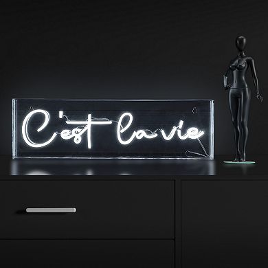 Cest La Vie Contemporary Glam Acrylic Box USB Operated LED Neon Light