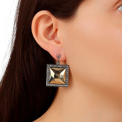 1928 Two Tone Large Square Clip-On Earring