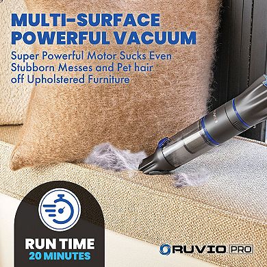 Ruvio Pro 17 in. Cordless Portable Double HEPA Filtration Rechargeable Handheld Vacuum Stick