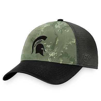Men's Top of the World Hunter Green/Gray Michigan State Spartans OHT Military Appreciation Unit Trucker Adjustable Hat
