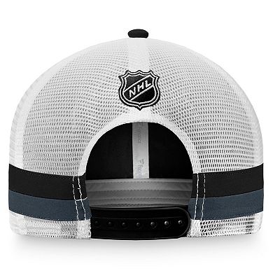 Men's Fanatics Branded Black/White Vegas Golden Knights Fundamental Striped Trucker Adjustable Hat