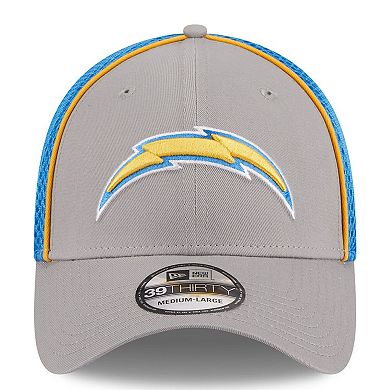 Men's New Era Gray Los Angeles Chargers  Pipe 39THIRTY Flex Hat