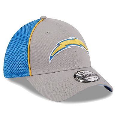 Men's New Era Gray Los Angeles Chargers  Pipe 39THIRTY Flex Hat