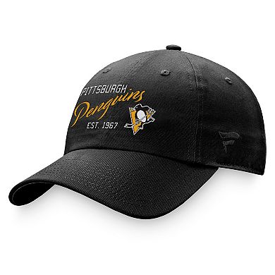 Women's Fanatics Branded Black Pittsburgh Penguins Fundamental Script Adjustable Hat
