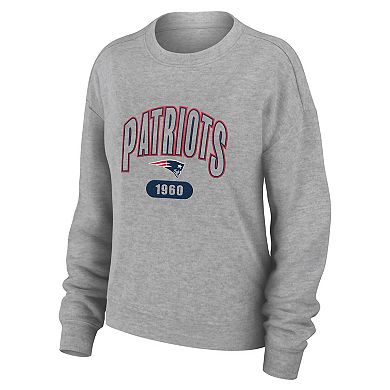 Women's WEAR by Erin Andrews  Heather Gray New England Patriots Plus Size Knitted Tri-Blend Long Sleeve T-Shirt & Pants Lounge Set
