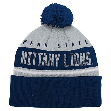 Youth Navy Penn State Nittany Lions Redzone Jacquard Cuffed Knit Hat with Pom