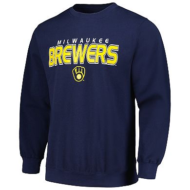 Men's Stitches  Navy Milwaukee Brewers Pullover Sweatshirt