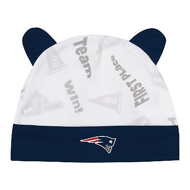 Infant Navy/White New England Patriots Baby Bear Cuffed Knit Hat Set