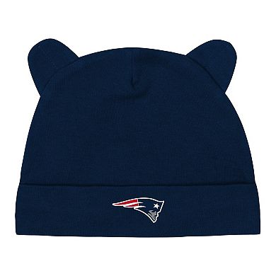 Infant Navy/White New England Patriots Baby Bear Cuffed Knit Hat Set