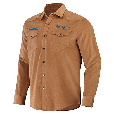 Men's NFL x Darius Rucker Collection by Fanatics Tan Los Angeles Chargers Western Full-Snap Shirt