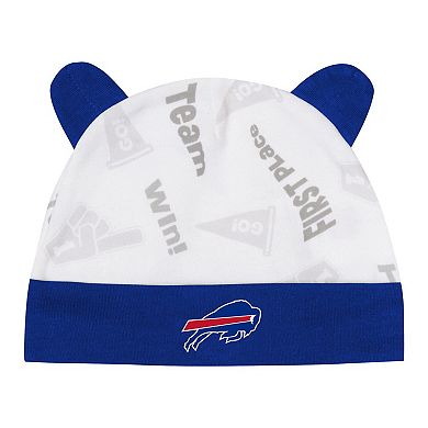 Infant Royal/White Buffalo Bills Baby Bear Cuffed Knit Hat Set