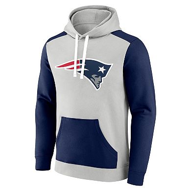 Men's Fanatics Branded Silver/Navy New England Patriots Big & Tall Team Fleece Pullover Hoodie