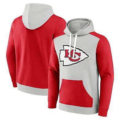 Men's Fanatics Branded Silver/Red Kansas City Chiefs Big & Tall Team Fleece Pullover Hoodie