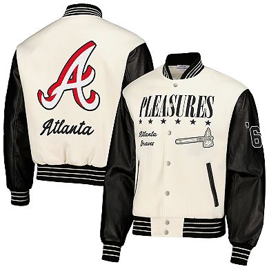 Men's White Atlanta Braves Full-Snap Varsity Jacket