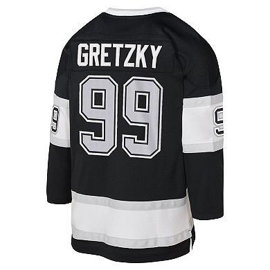 Youth Mitchell & Ness Wayne Gretzky Black Los Angeles Kings 1992 Blue Line Player Jersey