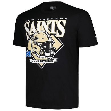 Men's New Era  Black New Orleans Saints Big & Tall Helmet T-Shirt