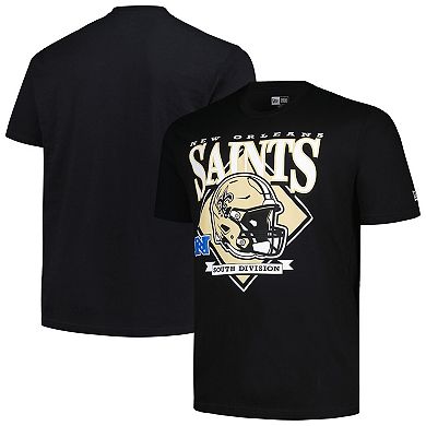 Men's New Era  Black New Orleans Saints Big & Tall Helmet T-Shirt