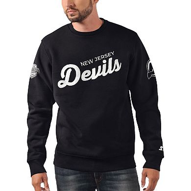 Men's Starter  Black New Jersey Devils Ice Cross-Check Pullover Sweatshirt