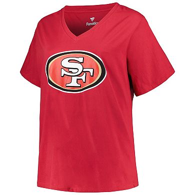 Women's Brock Purdy Scarlet San Francisco 49ers Plus Size Fair Catch Name & Number V-Neck T-Shirt