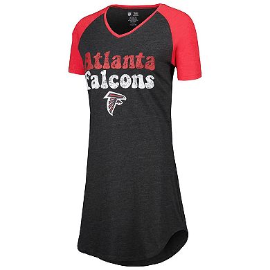 Women's Concepts Sport Black/Red Atlanta Falcons Raglan V-Neck Nightshirt