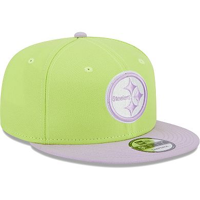 Men's New Era Neon Green/Lavender Pittsburgh Steelers Two-Tone Color Pack 9FIFTY Snapback Hat