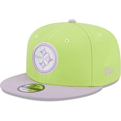 Men's New Era Neon Green/Lavender Pittsburgh Steelers Two-Tone Color Pack 9FIFTY Snapback Hat