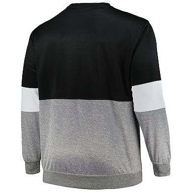 Men's Fanatics Branded Black/Heather Gray Brooklyn Nets Big & Tall Split Pullover Sweatshirt
