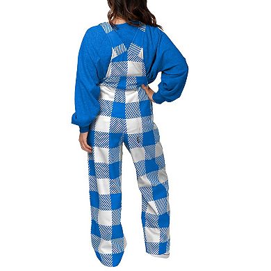 Women's FOCO  Powder Blue Los Angeles Chargers Big Logo Plaid Overalls