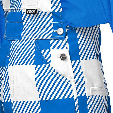 Women's FOCO  Powder Blue Los Angeles Chargers Big Logo Plaid Overalls