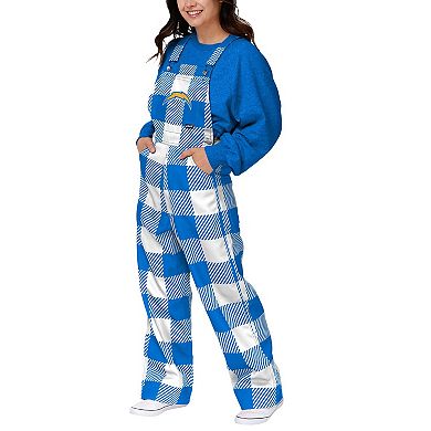 Women's FOCO  Powder Blue Los Angeles Chargers Big Logo Plaid Overalls