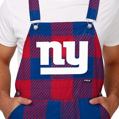 Men's FOCO  Royal New York Giants Big Logo Plaid Overalls
