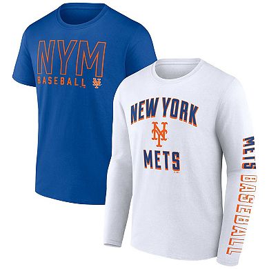 Men's Fanatics Branded Royal/White New York Mets Two-Pack Combo T-Shirt Set