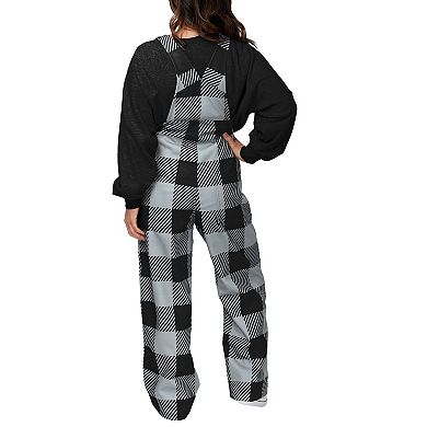 Women's FOCO  Black Las Vegas Raiders Big Logo Plaid Overalls