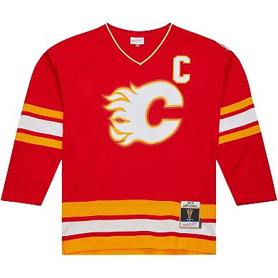 Men's Mitchell & Ness Lanny McDonald Red Calgary Flames Captain Patch 1988/89 Blue Line Player Jersey