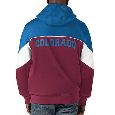 Men's Starter  Burgundy/Blue Colorado Avalanche Power Forward Full-Zip Hoodie