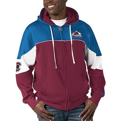 Men's Starter  Burgundy/Blue Colorado Avalanche Power Forward Full-Zip Hoodie