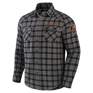 Men's NFL x Darius Rucker Collection by Fanatics Gray Cincinnati Bengals Flannel Long Sleeve Button-Up Shirt