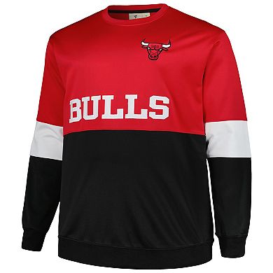 Men's Fanatics Branded Red/Black Chicago Bulls Big & Tall Split Pullover Sweatshirt