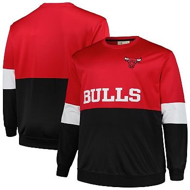 Men's Fanatics Branded Red/Black Chicago Bulls Big & Tall Split Pullover Sweatshirt