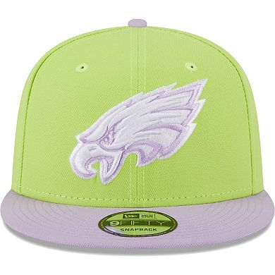 Men's New Era Neon Green/Lavender Philadelphia Eagles Two-Tone Color Pack 9FIFTY Snapback Hat