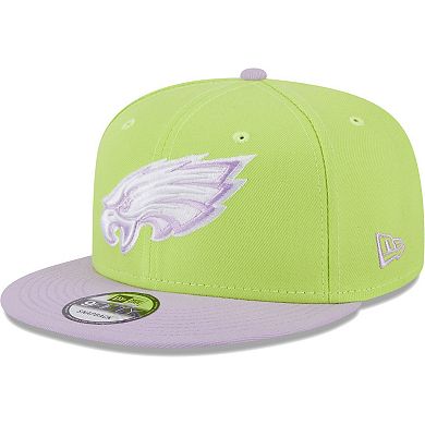 Men's New Era Neon Green/Lavender Philadelphia Eagles Two-Tone Color Pack 9FIFTY Snapback Hat